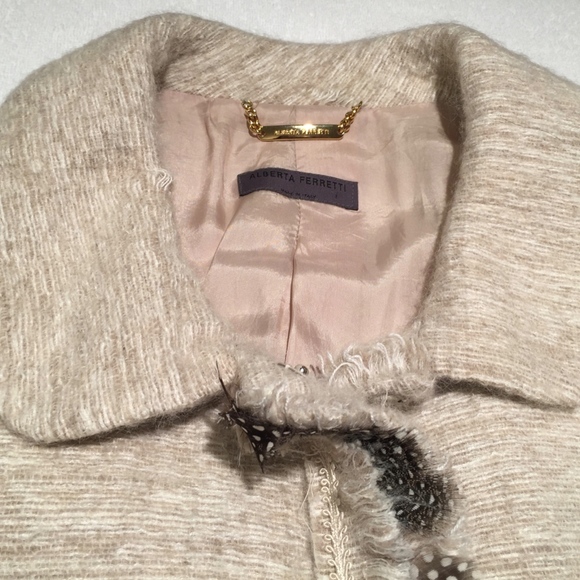 ALBERTA FERRETI Mohair Feather Wool Coat/Jacket - Picture 6 of 7